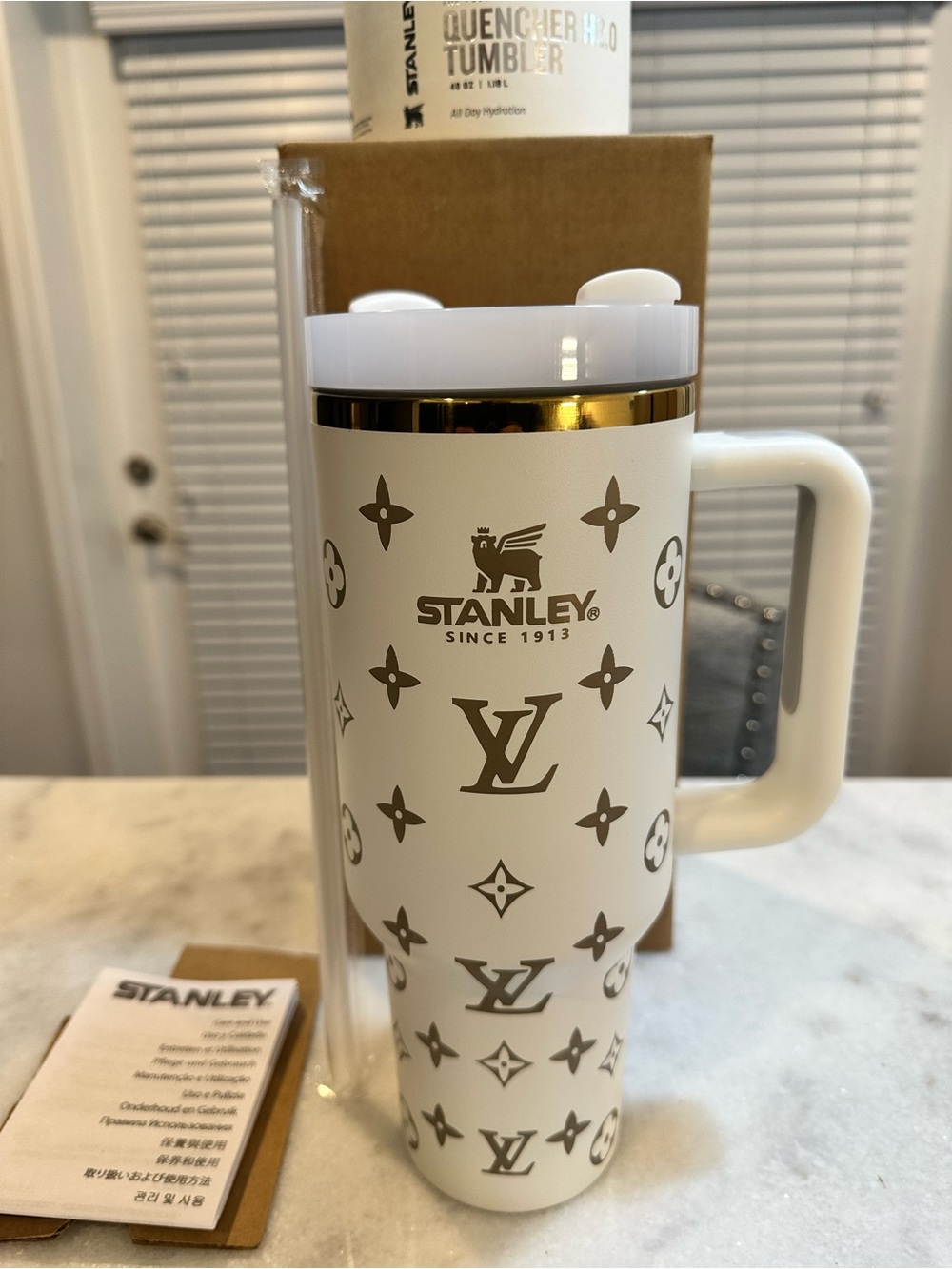 Stanley Louis Vuitton Unique Collaboration 40oz White & Gold Tumbler